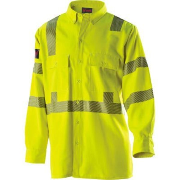 National Safety Apparel DRIFIRE Hi-Vis Work Shirt, Type R, Class 3, S, Fluorescent Yellow,  DF2-AX3-324LS-HY-SM